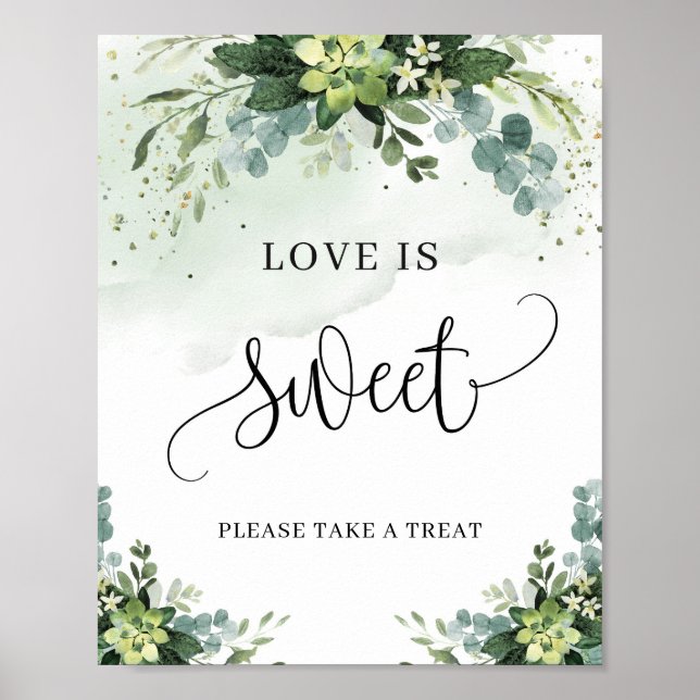Boho succulent floral greenery love is sweet sign (Front)