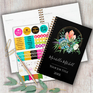Boho Succulent Flowers Bouquet Crystals Watercolor Planner