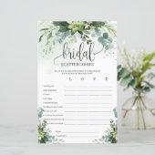 Boho succulent greenery bridal Scattergories game (Standing Front)
