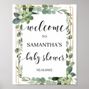 Boho succulent greenery foliage welcome sign