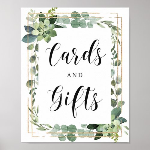 Boho succulent greenery leaves cards and gifts poster