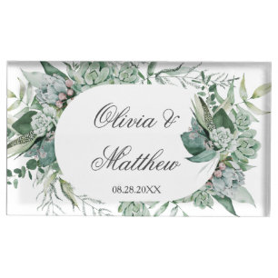 Boho Succulent Greenery Wedding Table Number Place Card Holder