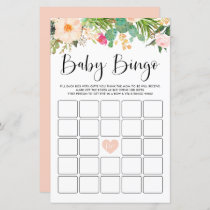 Boho Succulents Baby Shower Bingo Game Card