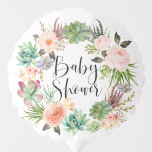 Boho Succulents Cactus Floral Wreath Baby Shower Balloon