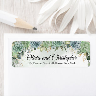 Boho succulents eucalyptus faux gold frame label