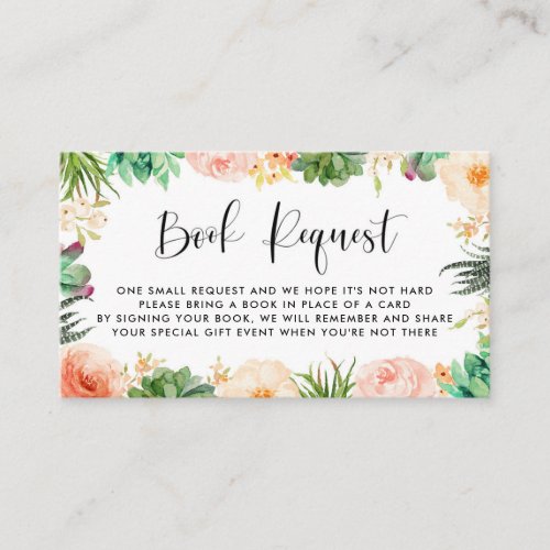 Boho Succulents Floral Wreath Book Request Card