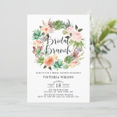 Boho Succulents Floral Wreath Bridal Brunch Invitation (Standing Front)