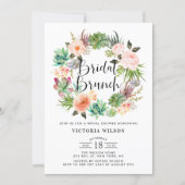 Boho Succulents Floral Wreath Bridal Brunch Invitation (Front)