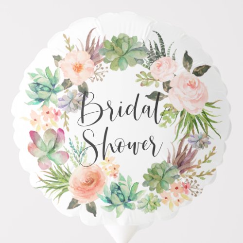 Boho Succulents Floral Wreath Summer Bridal Shower Balloon