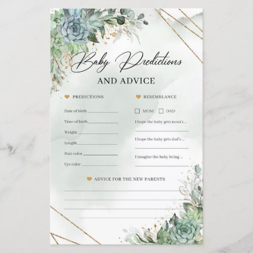 Boho succulents gold Baby Prediction and Advice