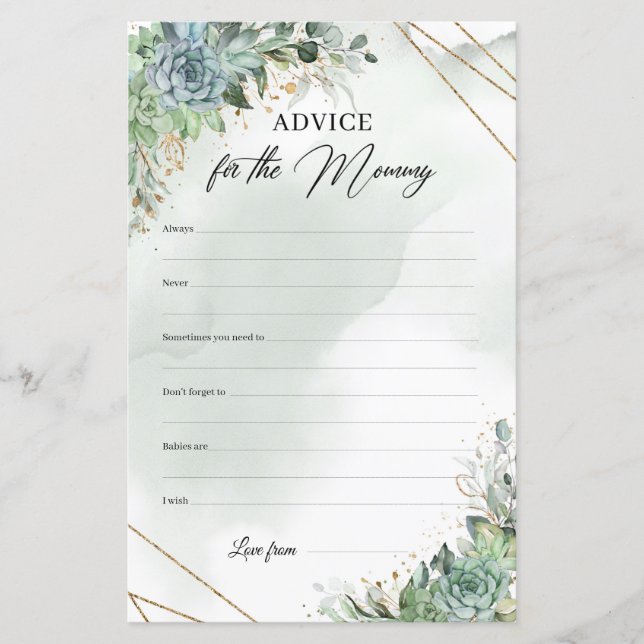 Boho succulents green foliage Advice For The Mommy (Front)