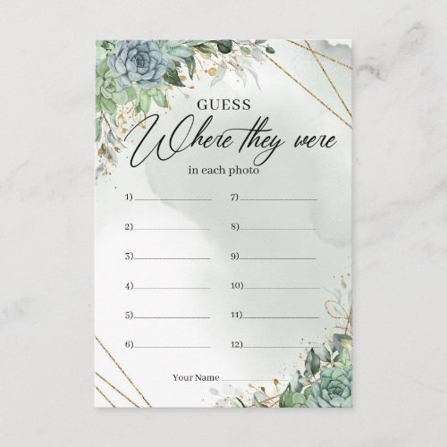 Boho succulents greenery gold Where they were card