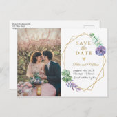Boho Succulents save the date photo postcard (Front/Back)