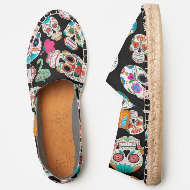 Boho Sugar Skulls Pattern Espadrilles (Side)