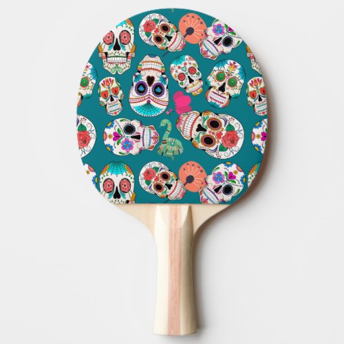 Boho Sugar Skulls Ping Pong Paddle