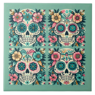 Boho SugarSkulls Ceramic Tile