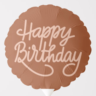 Boho Summer Brown Terracotta Trendy Happy Birthday Balloon
