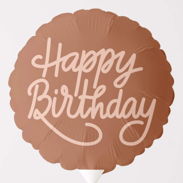Boho Summer Brown Terracotta Trendy Happy Birthday Balloon (Front)
