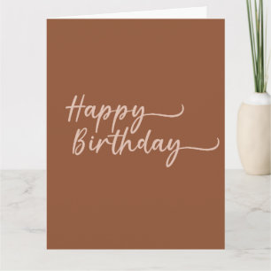 Boho Summer Brown Terracotta Trendy Happy Birthday Card