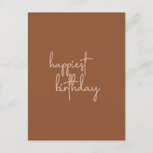 Boho Summer Brown Terracotta Trendy Happy Birthday Postcard