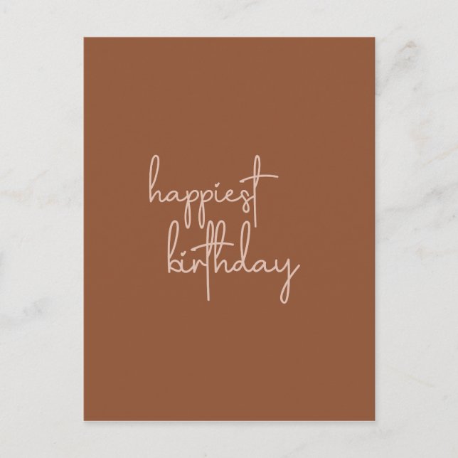 Boho Summer Brown Terracotta Trendy Happy Birthday Postcard (Front)