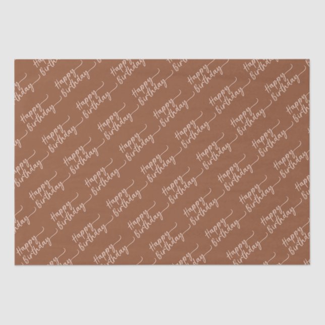 Boho Summer Brown Terracotta Trendy Happy Birthday Tissue Paper (Front)