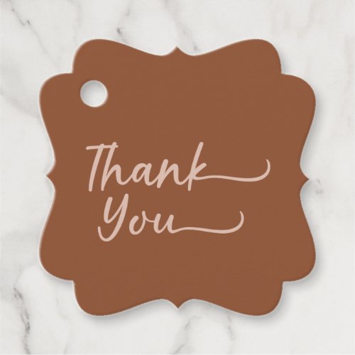 Boho Summer Brown Terracotta Trendy Thank You Favor Tags