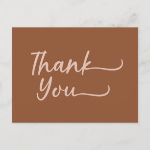 Boho Summer Brown Terracotta Trendy Thank You Postcard