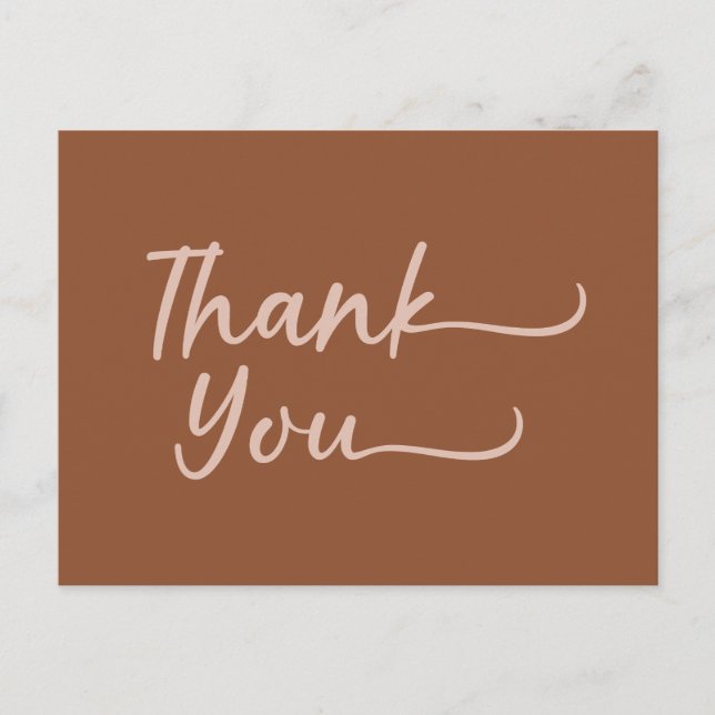 Boho Summer Brown Terracotta Trendy Thank You Postcard (Front)