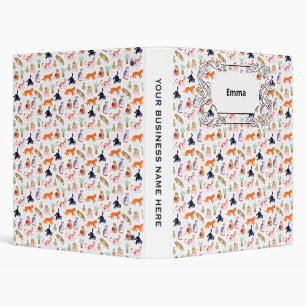 Boho Summer Cute Cats Green Cactus 3 Ring Binder