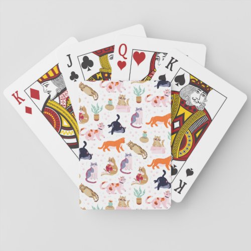 Boho Summer Cute Cats Green Cactus Poker Cards