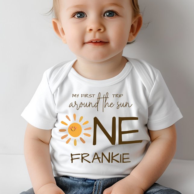 Boho Summer First Trip Around Sun Birthday Baby T-Shirt (Creator Uploaded)
