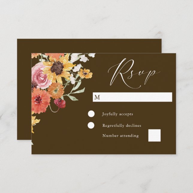 Boho Summer Floral Modern Wedding RSVP Card (Front/Back)
