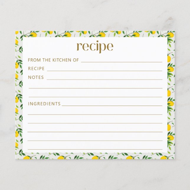 Boho Summer Lemon Fruit Bridal Shower Recipe (Front)