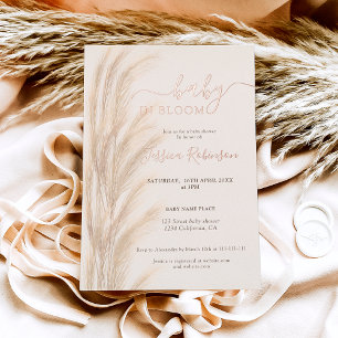 Boho summer pampas grass watercolor baby shower foil invitation