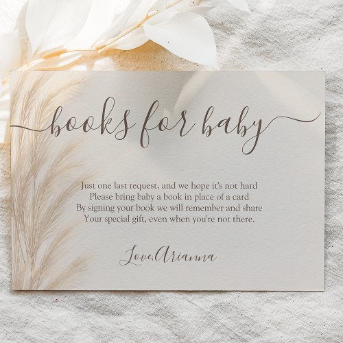 Boho summer pampas grass watercolor books for baby enclosure card