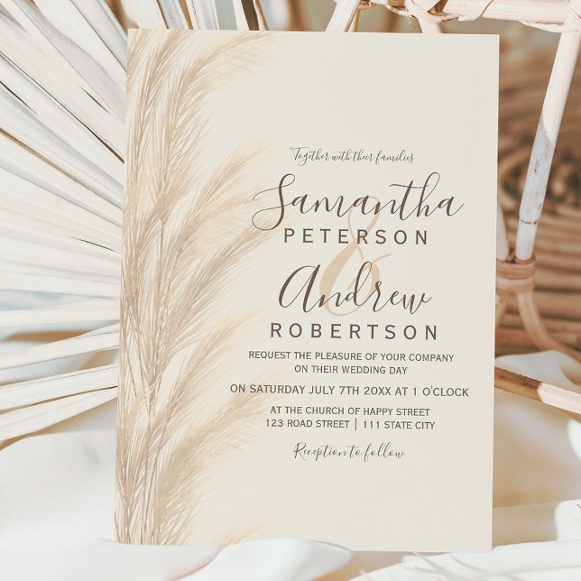 Boho summer pampas grass watercolor budget wedding (Creator Uploaded)