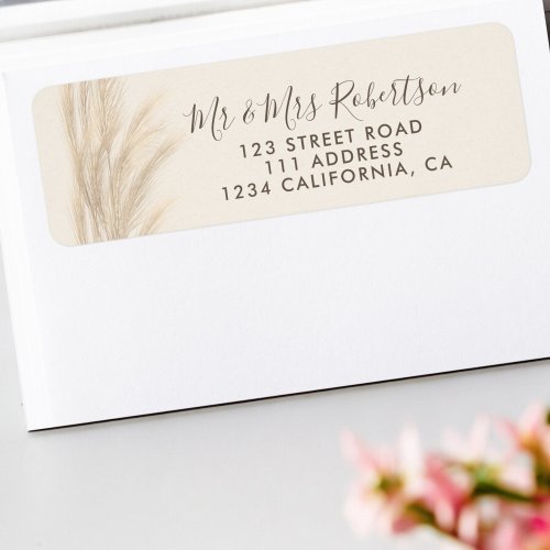 Boho summer pampas grass watercolor wedding label