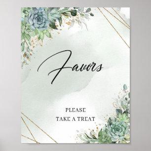 Boho Summer succulents eucalyptus gold Favors sign