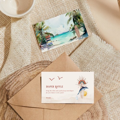 Boho Summer Surf  Diaper Raffle Enclosure Card