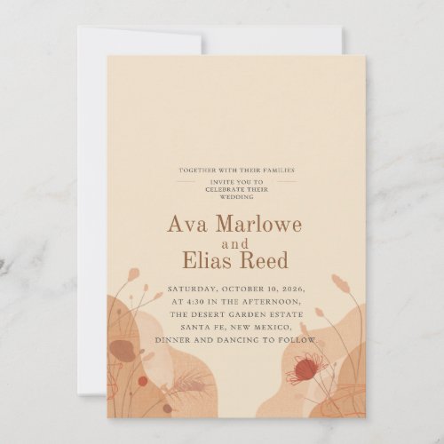 Boho Summer Wedding Invitation | Terracotta Pampas