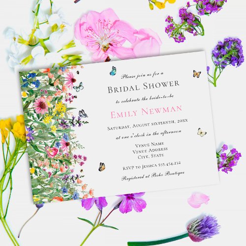 Boho Summer Wildflower Bridal Shower Invitation
