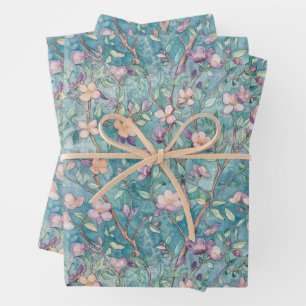BOHO SUMMER WILDFLOWER FLORAL WRAPPING PAPER SHEETS