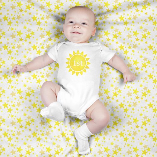 Boho Sun 1st Birthday Party little Sunshine Baby Bodysuit