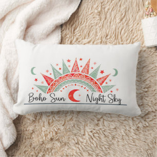Boho Sun and Night Sky Celestial Pattern  Pillow 