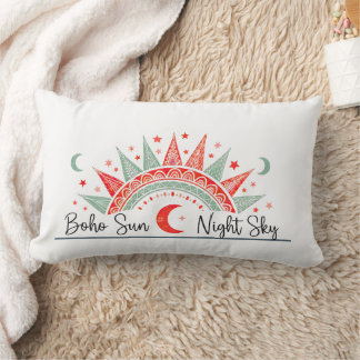 Boho Sun and Night Sky Celestial Pattern  Pillow 