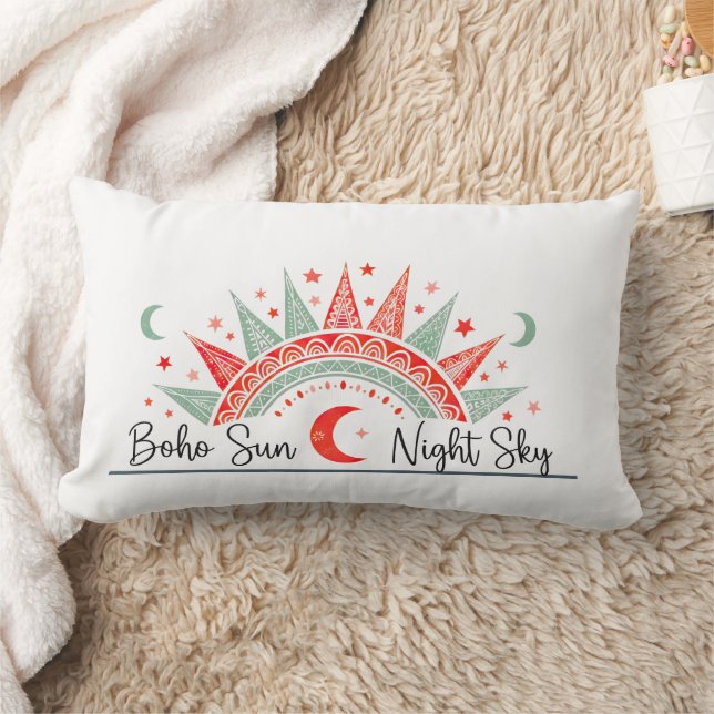 Boho Sun and Night Sky Celestial Pattern  Pillow  (Blanket)