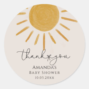 Boho Sun Baby Shower Classic Round Sticker