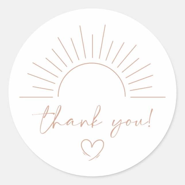 Boho Sun Baby Shower Classic Round Sticker (Front)