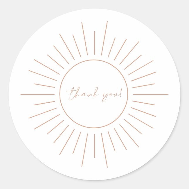 Boho Sun Baby Shower Classic Round Sticker (Front)